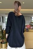 Made in Italy Cooper Needlecord Scoop Dip Back Top Black